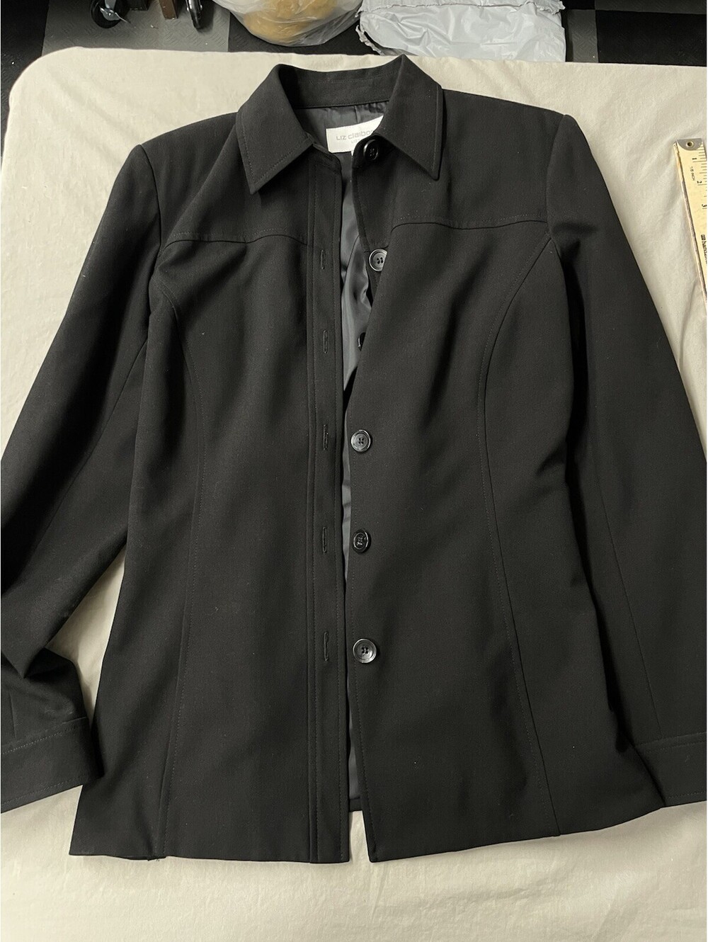 vintage liz claiborne liz sport Black Button Up Jacket Size 4